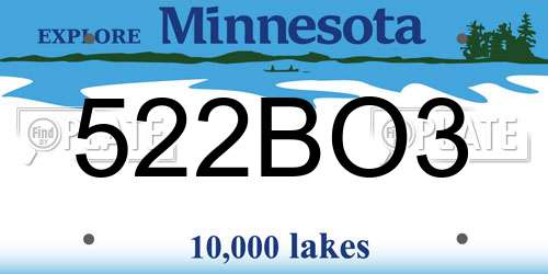 522BO3 Minnesota License Plate