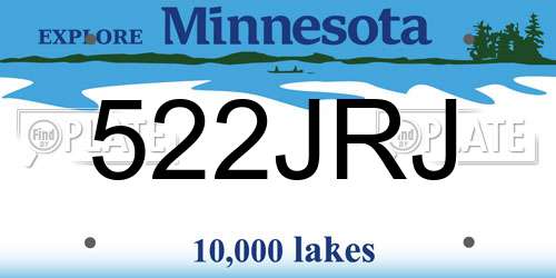 522JRJ Minnesota License Plate