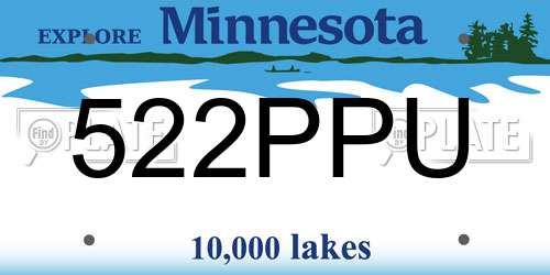 522PPU Minnesota License Plate