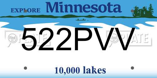 522PVV Minnesota License Plate