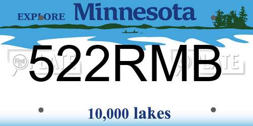 522RMB Minnesota License Plate