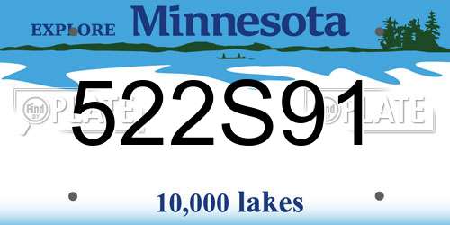 522S91 Minnesota License Plate