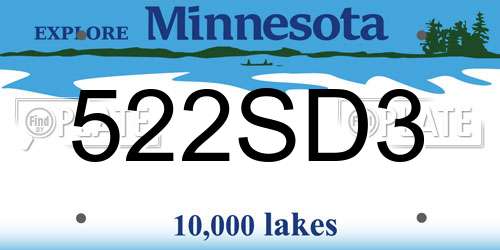 522SD3 Minnesota License Plate