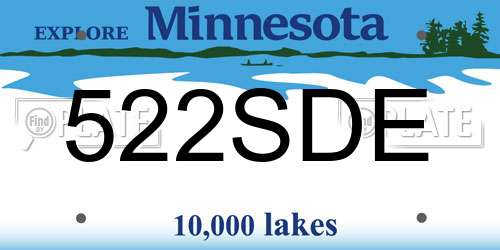522SDE Minnesota License Plate