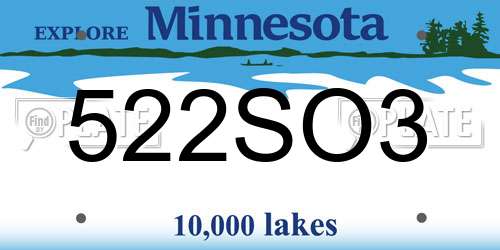 522SO3 Minnesota License Plate