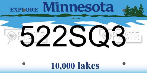 522SQ3 Minnesota License Plate