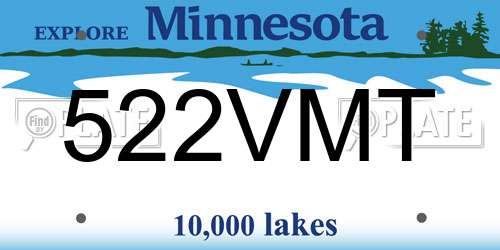 522VMT Minnesota License Plate