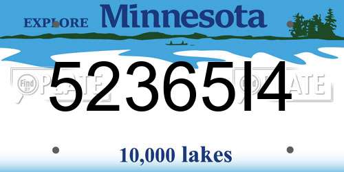 52365I4 Minnesota License Plate