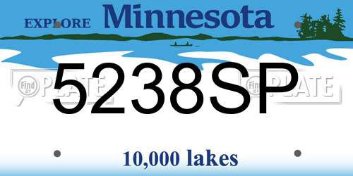 5238SP Minnesota License Plate