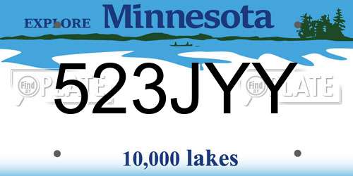 523JYY Minnesota License Plate