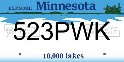 523PWK Minnesota License Plate