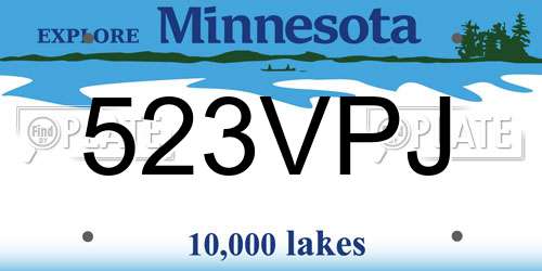 523VPJ Minnesota License Plate