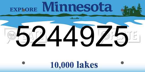 52449Z5 Minnesota License Plate