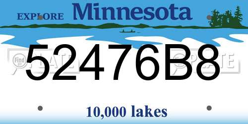 52476B8 Minnesota License Plate