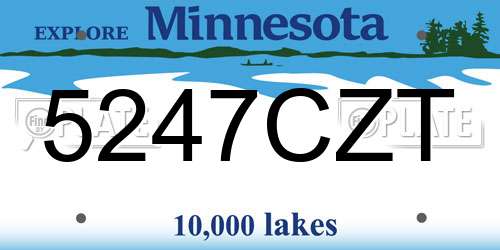 5247CZT Minnesota License Plate
