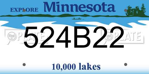 524B22 Minnesota License Plate