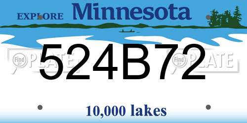 524B72 Minnesota License Plate