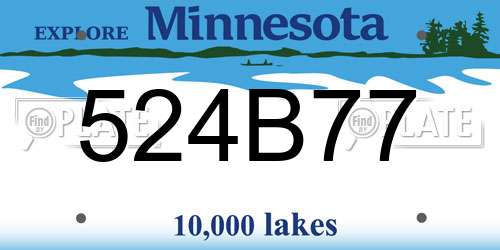 524B77 Minnesota License Plate