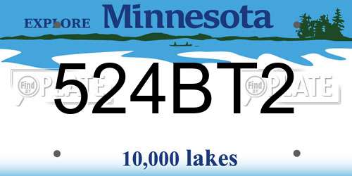 524BT2 Minnesota License Plate