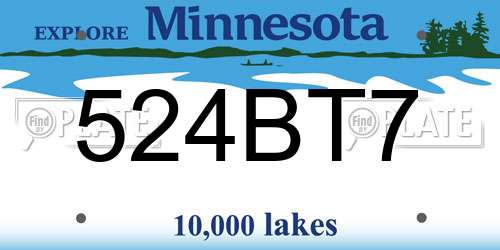 524BT7 Minnesota License Plate