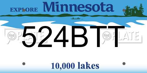 524BTT Minnesota License Plate