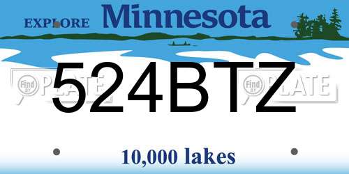 524BTZ Minnesota License Plate