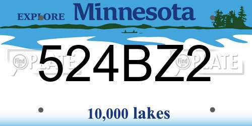 524BZ2 Minnesota License Plate