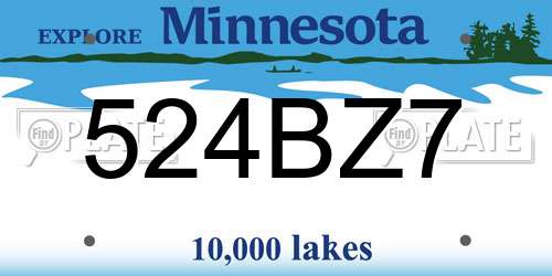 524BZ7 Minnesota License Plate