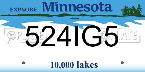 524IG5 Minnesota License Plate