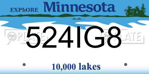 524IG8 Minnesota License Plate