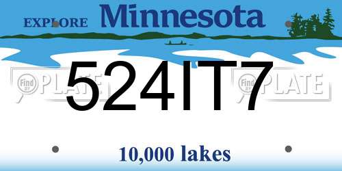 524IT7 Minnesota License Plate