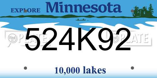 524K92 Minnesota License Plate