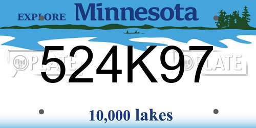 524K97 Minnesota License Plate