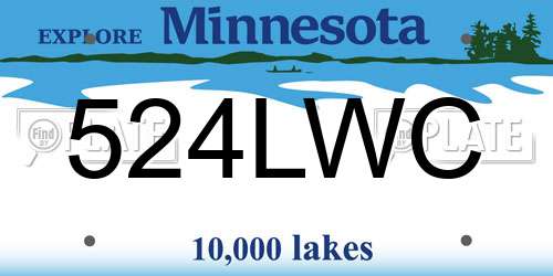 524LWC Minnesota License Plate