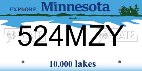 524MZY Minnesota License Plate