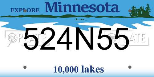 524N55 Minnesota License Plate