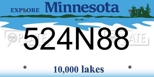 524N88 Minnesota License Plate