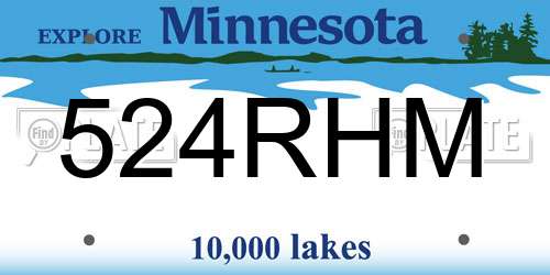 524RHM Minnesota License Plate