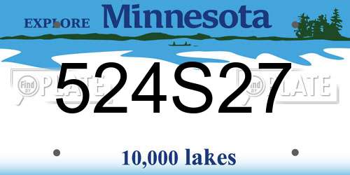 524S27 Minnesota License Plate