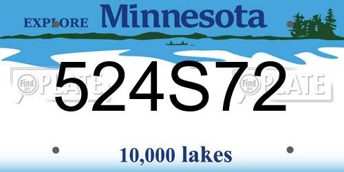 524S72 Minnesota License Plate