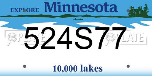 524S77 Minnesota License Plate