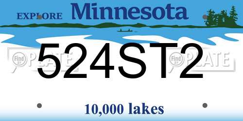 524ST2 Minnesota License Plate