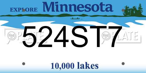 524ST7 Minnesota License Plate