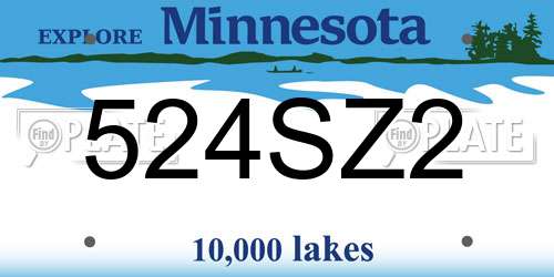 524SZ2 Minnesota License Plate