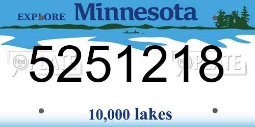 5251218 Minnesota License Plate