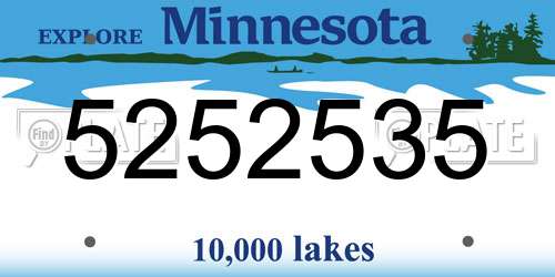5252535 Minnesota License Plate