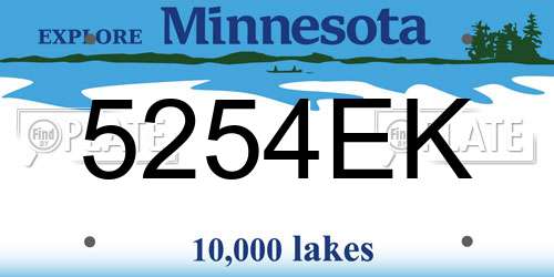 5254EK Minnesota License Plate