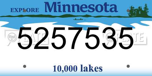 5257535 Minnesota License Plate