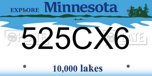 525CX6 Minnesota License Plate