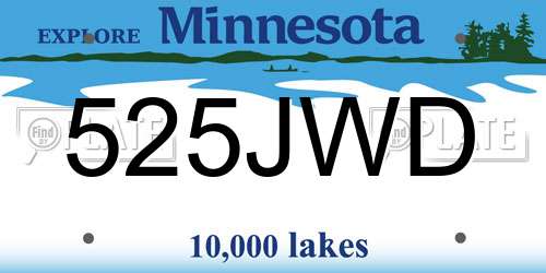 525JWD Minnesota License Plate